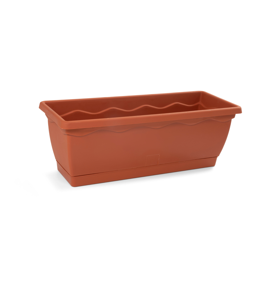 Vulcano Window Box with Saucer Terracotta