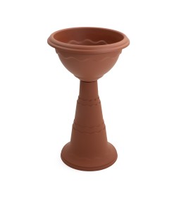 Calice a Colonna Doppio Bordo Vulcano Alto Terracotta